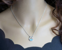 Blue Topaz Necklace - Sterling Silver Harp Necklace - Musical Instrument Genuine Swiss Blue Topaz Pendant
