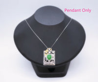 Large Luxury Green Jade Necklace Full Sterling Silver Made 1076