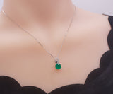 Emerald Necklace - 18KGP @ Sterling Silver - 8mm 2 CT Round Cut Green Emerald Pendant #382