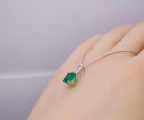 Emerald Necklace - 18KGP @ Sterling Silver - 8mm 2 CT Round Cut Green Emerald Pendant #382