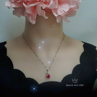 Sterling Silver Swan Ruby Necklace - 18KGP Ruby Pendant July Birthstone - Sterling Silver Swan Jewelry - Solitaire Ruby - Simple Ruby #280