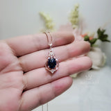 Natural Black Onyx Necklace Rose Gold coated 925 Sterling Silver High Frequency Energy Protective Chakra Heaaling Life Flower Decorate