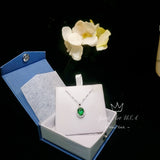 Classic Halo Emerald Necklace Sterling Silver Oval 2 CT Green Emerald Pendant Gemstone Solitaire May Birthstone Jewelry #117
