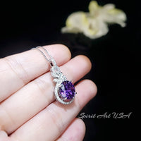 Synthetic amethyst necklace - White gold at sterling silver, Amethyst jewelry, February Birthstone 1028