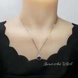Synthetic amethyst necklace - White gold at sterling silver, Amethyst jewelry, February Birthstone 1028