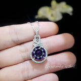 Synthetic amethyst necklace - White gold at sterling silver, Amethyst jewelry, February Birthstone 1028