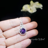 Synthetic amethyst necklace - White gold at sterling silver, Amethyst jewelry, February Birthstone 1028