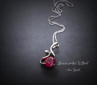 Sterling Silver Swan Ruby Necklace - 18KGP Ruby Pendant July Birthstone - Sterling Silver Swan Jewelry - Solitaire Ruby - Simple Ruby #280