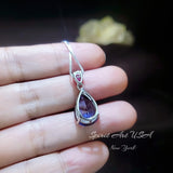Teardrop Blue Sapphire Necklace - Pear Cut 7 CT Blue Sapphire Pendant - 18KGP Sterling Silver - September Birthstone #858