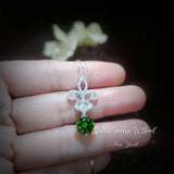 Peridot Necklace - Gemstone Kite Flower Pendant - 18KGP @ Sterling Silver - August Birthstone - Green Peridot Pendant #409