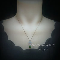 Peridot Necklace - Gemstone Kite Flower Pendant - 18KGP @ Sterling Silver - August Birthstone - Green Peridot Pendant #409