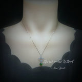 Peridot Necklace - Gemstone Kite Flower Pendant - 18KGP @ Sterling Silver - August Birthstone - Green Peridot Pendant #409