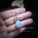 Genuine Aquamarine Necklace - 18KGP Rose Gold @ Sterling Silver - Large Natural Blue Aquamarine Pendant Aura Chakra Healing Aquamarine #693