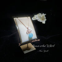 Genuine Aquamarine Necklace - 18KGP Rose Gold @ Sterling Silver - Large Natural Blue Aquamarine Pendant Aura Chakra Healing Aquamarine #693