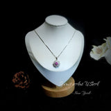 Pink tourmaline Necklace - Gemstone Flower Pendant - Dainty Pink Tourmaline Jewelry -18kgp @ Sterling Silver #948