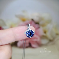 2 CT Tanzanite Necklace Simple Bowknot Lab Created Energic Blue Tanzanite Pendant 18k @ Sterling silver Minimalist Blue Gemstone #167