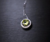 Genuine Peridot Necklace, Natural green peridot Choker, Tiny Sterling Silver Solitaire Green Gemstone Pendant Heart Chakra Healing #1017