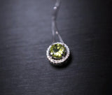 Genuine Peridot Necklace, Natural green peridot Choker, Tiny Sterling Silver Solitaire Green Gemstone Pendant Heart Chakra Healing #1017