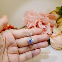 Simple Amethyst Necklace Gemstone 2CT Bowknot Created Purple Gemstone Pendant Sterling Silver Minimalist synthetic Amethyst Jewelry 034