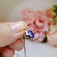 Simple Amethyst Necklace Gemstone 2CT Bowknot Created Purple Gemstone Pendant Sterling Silver Minimalist synthetic Amethyst Jewelry 034