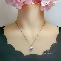 Simple Amethyst Necklace Gemstone 2CT Bowknot Created Purple Gemstone Pendant Sterling Silver Minimalist synthetic Amethyst Jewelry 034