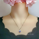Simple Amethyst Necklace Gemstone 2CT Bowknot Created Purple Gemstone Pendant Sterling Silver Minimalist synthetic Amethyst Jewelry 034