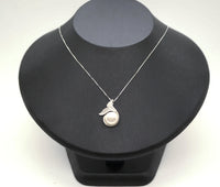 Natural White Pearl Necklace Sterling Silver, Large Freshwater bridal Peal jewelry Mermaid Fish Tail Jewelry 1097