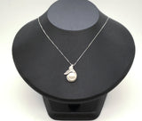 Natural White Pearl Necklace Sterling Silver, Large Freshwater bridal Peal jewelry Mermaid Fish Tail Jewelry 1097