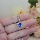 Gemstone Star Blue Sapphire Necklace, White Gold Sterling Silver 2.2 CT Blue Gemstone Sapphire Pendant Jewelry 099