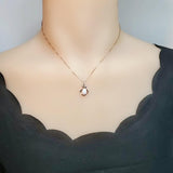 Rose Gold Fire Opal Necklace, Sterling silver White Opal Flower Necklace, Delicate Minimalist Box Chain 075
