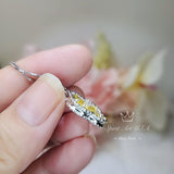 Yellow CZ Necklace - Four Leaf Clover Gold Topaz Pendant - 18KGP @ Sterling Silver - Yellow Citrine Flower Jewelry #1006