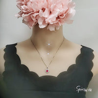 Ruby Necklace Gemstone Sunflower Pendant Sterling Silver 0.85 ct Red Ruby Pendant White Gold Plated Tiny Red Gemstone Jewelry 049