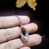 Ametrine Necklace Marquise Cut - White Gold Coated Full Sterling Silver - Large 3 CT Ametrine Pendant Diamond Leaf Navette Style