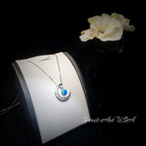 Crescent Blue Opal Moon Necklace Full 925 Sterling Silver Two Pendant wear Opal Pendant #225