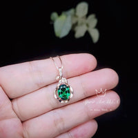 Tiny Rose Gold Coated 925 Sterling Silver Flower Of Life Pendant , Emerald Necklace , May Birthstone Jewelry 078