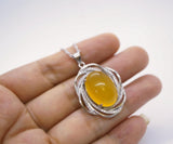 Yellow onyx agate necklace Super High Quality Large Natural Yellow Onyx Pendant Luxury Full Sterling Silver Necklace or Pendant Diamond 1077