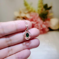 Tiny Rose Gold Coated 925 Sterling Silver Flower Of Life Pendant , Emerald Necklace , May Birthstone Jewelry 078