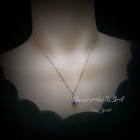 Tiny Thorn Apple Blue Sapphire Necklace - Sterling Silver Minimalist Oval Blue Sapphire Pendant - Blessing Buddha Hand Jewelry 1103
