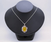 Yellow onyx agate necklace Super High Quality Large Natural Yellow Onyx Pendant Luxury Full Sterling Silver Necklace or Pendant Diamond 1077