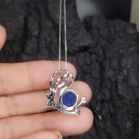 Lapis Lazuli Necklace - Butterfly Jewelry - Natural Genuine Blue Lapis Lazuli - Full 925 Sterilng Silver Butterfly Pendant 1019
