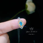 Blue Topaz Necklace - Gold-Plated Sterling Silver Blessing Hand Pendant - Minimalist Jewelry adjustable chain 113