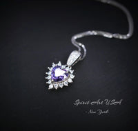 Amethyst Necklace -Tiny Purple Heart Pendant 925 Sterling Silver - Princess Style Minimalist Amethyst Jewelry, February Birthstone 012