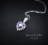 Amethyst Necklace -Tiny Purple Heart Pendant 925 Sterling Silver - Princess Style Minimalist Amethyst Jewelry, February Birthstone 012