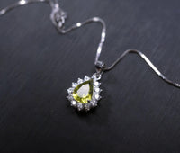 Genuine Peridot Necklace, Sterling Silver Natural Green Peridot Pendant, 925 Silver Box Chain Teardrop Peridot Princess Diana Style #351