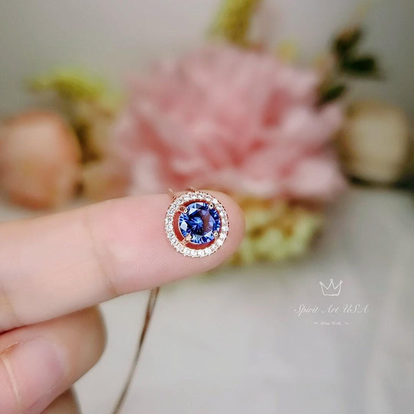 Tiny Tanzanite Rose Gold Sterling Silver Choker Round December Birthstone Necklace Little Tanzanite Choker Jewelry 068