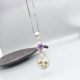 Sterling Silver Citrine Amethyst Necklace - Moonstone Necklace
