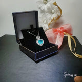 Large Heart Blue Paraiba Tourmaline Necklace - 7 CT Blue Gemstone Jewelry - White Gold Sterling Silver Royal Crown Jewelry #799