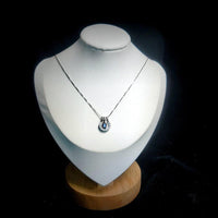Tiny Blue Sapphire Necklace Horseshoe Pendant - 18KGP @ Sterling Silver - September Birthstone - One necklace two wearing Minimalist #190