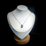 Tiny Blue Sapphire Necklace Horseshoe Pendant - 18KGP @ Sterling Silver - September Birthstone - One necklace two wearing Minimalist #190