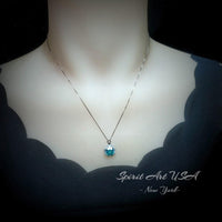 Cushion Cut Green Paraiba Necklace - Paraiba Pendant Paraiba Jewelry Green Tourmaline Necklace - 18KGP @ Sterling Silver Square Green #973